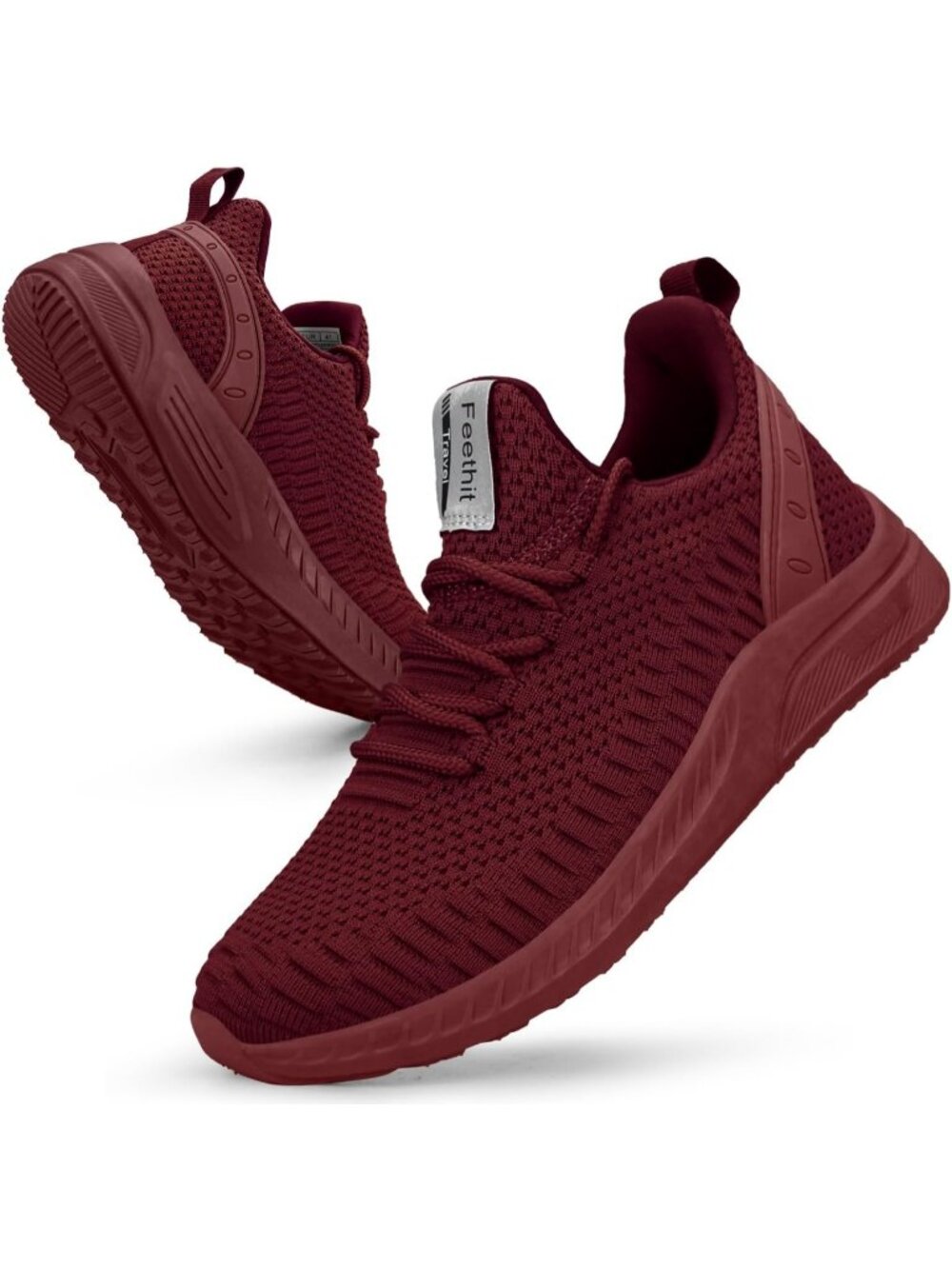 Women's Burgundy Mesh Lightweight Casual Tennis Running Sneakers for Travel Work